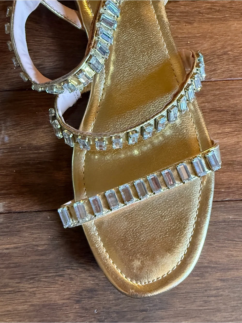 Zara Gold Embellished Strappy Sandals Size 36 - Picture 6 of 7